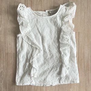 Lucky Brand Girls White Eyelet Top Size M